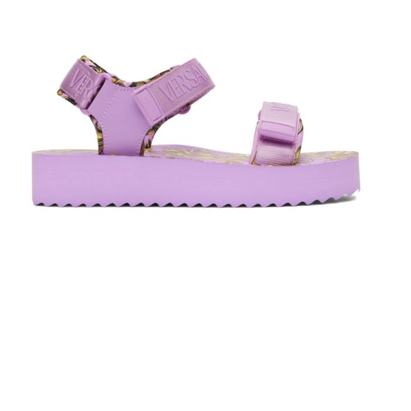 VERSACE JEANS COUTURE Purple Garland Logo Sandals in size 38, super comfortable - Picture 2 of 5